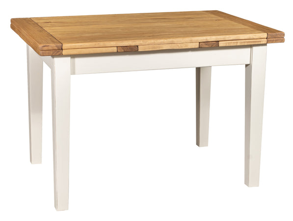 Biscottini Tavolo Country allungabile in legno massello di tiglio struttura bianca anticata piano naturale Made in Italy