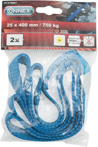 CONNEX - 2 CINTE ANCORAGGIO MOTO 25X400MM CARICO 750KG IN POLIESTERE