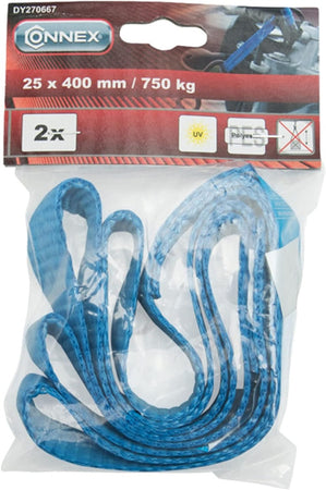 CONNEX - 2 CINTE ANCORAGGIO MOTO 25X400MM CARICO 750KG IN POLIESTERE