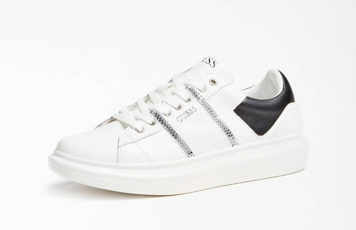 GUESS Sneakers Bianca Uomo 100% Pelle Scarpa Sportiva Bianco FM7SAILEA12 Scarpe Guess Fascia Nera Suola in Gomma e Lacci