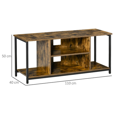 Mobile TV da Salotto in Stile Industriale, Legno e Acciaio, 110x40x50cm marrone e nero scaffale F839-184A
