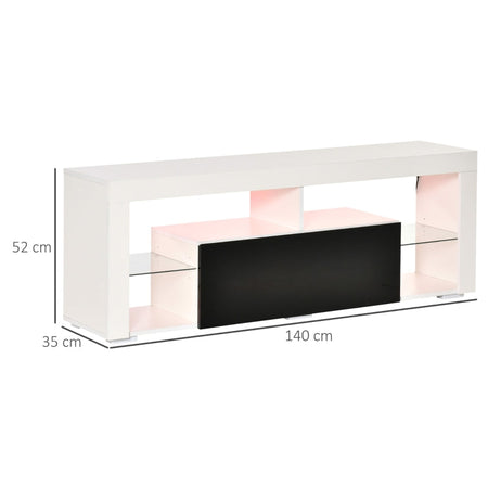 Mobile Porta TV con Luci a LED e Telecomando Bianco e nero lucido con cassettone F839-126V90BKA ,  soggiorno salotto marrone alto basso grigio cassetti design da terra parete grande tavolino ingresso moderno muro parete attrezzata sala