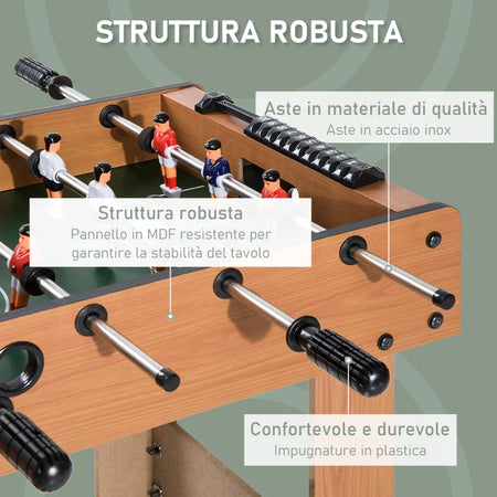 Calcio Balilla Professionale per Bambini e Adulti con Aste in Legno MDF 92x46x78cm TP4A70-022TP4
