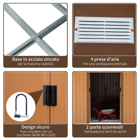 casetta utensili attrezzi esterno giardino casa armadio capanno box deposito 277x195x192cm, Gialla MJ6845-031YLMJ6