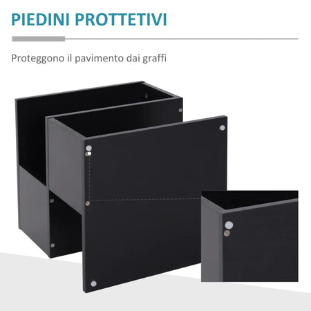 Tavolino basso Caffè in Legno Salvaspazio Nero 40x41x43 KJ5833-619BKKJ5 , soggiorno salotto basso nero bianco marrone grgio design moderno sala moderno alto divano camera legno vetro rotondo