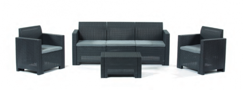 SET SALOTTO DA GIARDINO NEBRASKA DIVANO 3 POSTI 2 POLTRONE E TAVOLINO