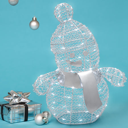 Pupazzo di Neve in metallo a batteria per Interni h 33 cm