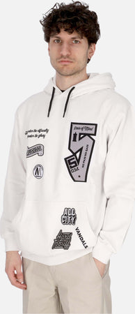5TATE-OF-MIND-Felpa-Leggera-Cappuccio-Uomo-Graffiti-Patch-Hoodie-White-da-uomo