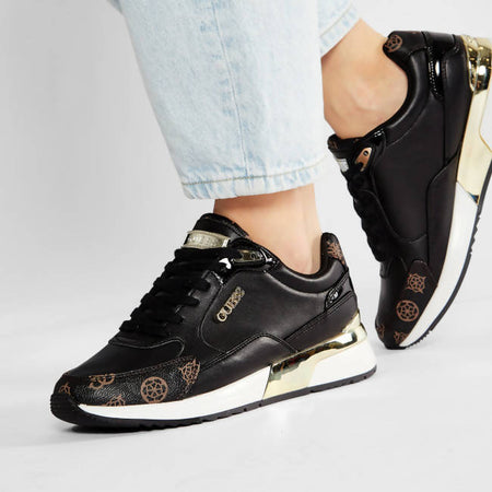 Guess Sneakers Nere Donna Scarpe Sportive Lacci Suola In Gomma Scarpa Fl5moxfal12 Casual Logo Sneaker Nera Fashion