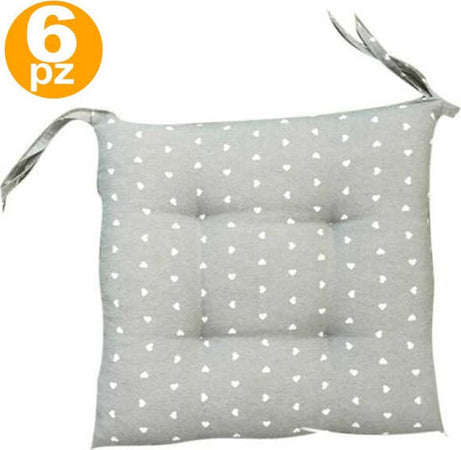 6-Copri-Sedia-Cuscini-Con-2-Laccetti-Lacci-Cuscino-Per-Sedie-Imbottito