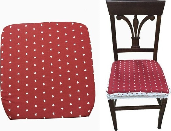 6-Copri-Sedia-Cuscini-Rosso-Cuori-Fascia-Elastico-Sedie-Imbottito-Sfoderabile