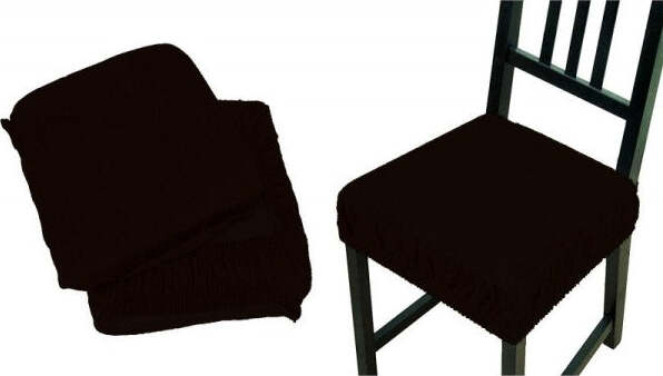 6-Copri-Sedia-Marrone-Fascia-Elastico-Cuscino-Per-Sedie-Imbottito-Sfoderabile