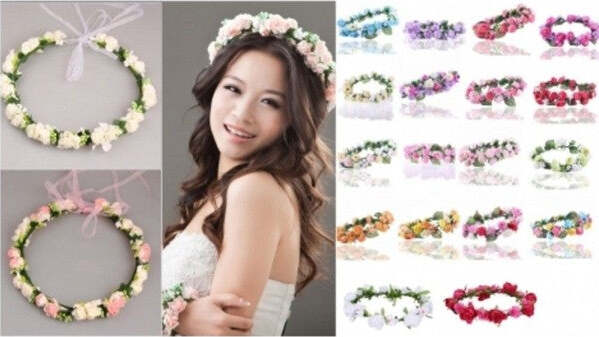 6-Corone-Coroncina-Fascia-Rose-Floreali-Diadema-Nubilato-Matrimonio-Wedding