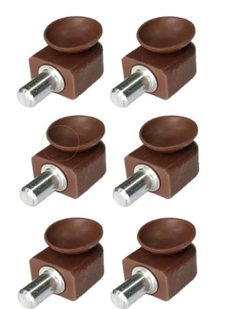 6-PEZZI---SUPPORTI-REGGIPIANI-CON-VENTOSA-IN-PLASTICA-COLORE-MARRONE-PER-CRISTALLI-13x15MM---CON-PERNO-AD-INCASSARE-Ø5MM-IN-METALLO