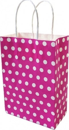 6-Pezzi-Busta-Buste-Da-Regalo-Shoppers-In-Carta-Con-Manici-Fucsia-Pois-21x14.5x8