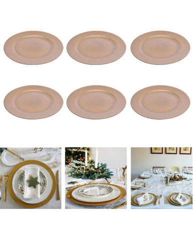 6 X Sottopiatti Natalizi In Plastica 33cm Decorazioni Natale Per La Tavola Gold