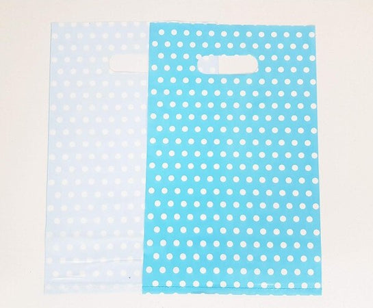60-Sacchetti-Sacchetto-Buste-In-Plastica-Celeste-Pois-Festa-Confettata-Caramelle