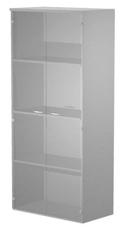 Mobile a piani con ante in vetro temperato per ufficio cm. 80x44x180h