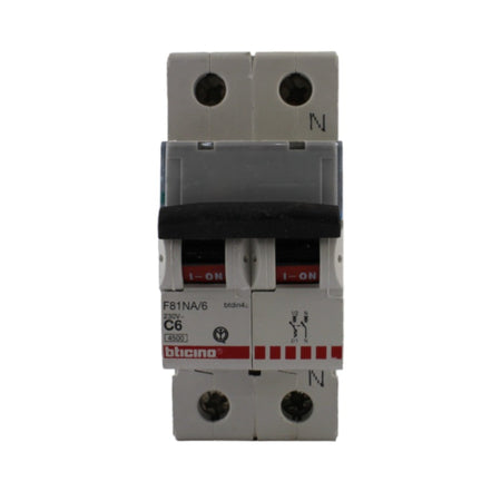 Interruttore magnetotermico 1P+N 6A 4,5KA 2 mod Bticino
