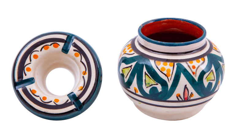 Biscottini Posacenere antiodore e antivento in ceramica decorato a mano