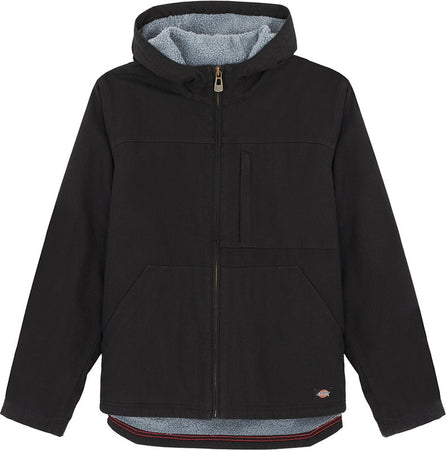 Dickies Uomo, Giacca con cappuccio in cotone d'anatra foderata in sherpa, NERO RISCIACQUATO