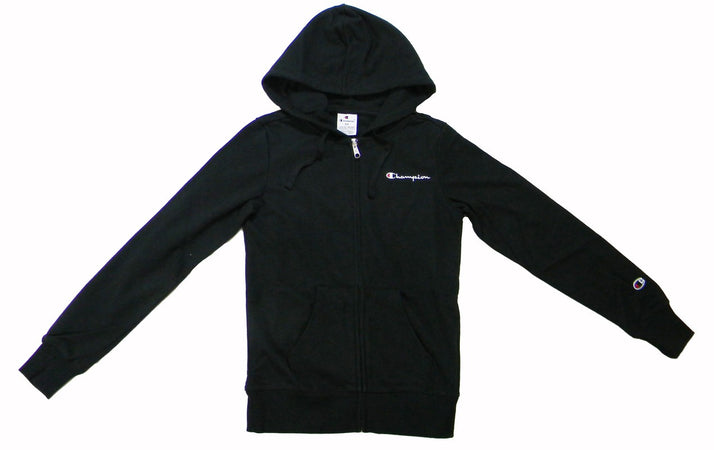 Champion FULL ZIP HOODIE SWEATSHIRT Heavy Soft Compact Spring Poly Terry Donna Nero
