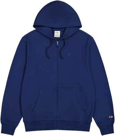 Champion FULL ZIP HOODIE SWEATSHIRT Heavy Soft Compact Spring Poly Terry Blu Navi Uomo