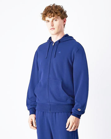 Champion FULL ZIP HOODIE SWEATSHIRT Heavy Soft Compact Spring Poly Terry Blu Navi Uomo