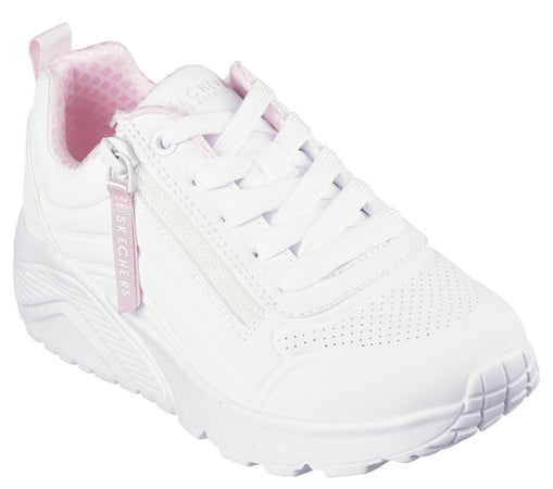 Sneakers bianche da bambina con soletta Memory Foam Skechers Uno Lite - Easy Zip