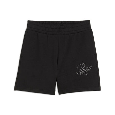 PUMA Ess Script High-Waist Shorts 5", Pantaloncini Lavorati a Maglia Donna, PUMA Black