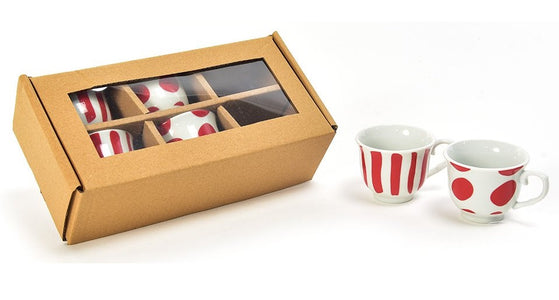 M HOME - SET 6 TAZZINE IN PORCELLANA 90ML 23.5X11.5X6.8 CM