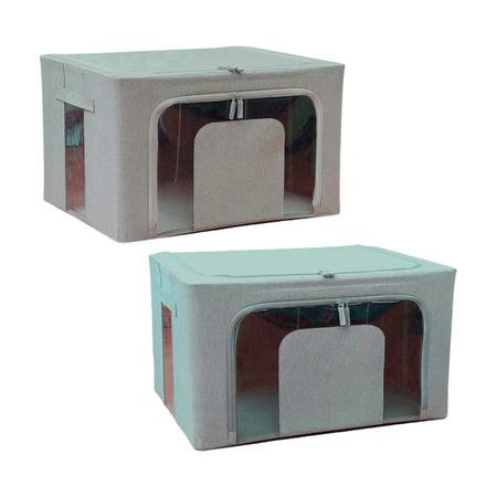 Scatole per Armadio 2pz 60x42x35cm Storage Box Struttura Metallo Pieghevole 2col
