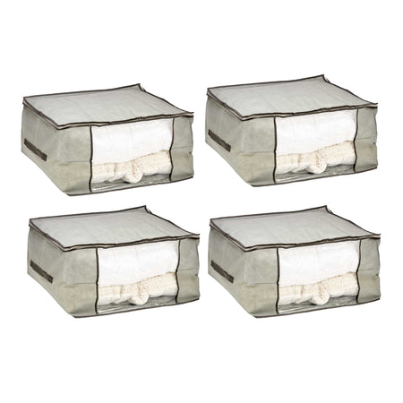 Scatole Kit 4pz Contenitori Indumenti Piumoni Vestiti Organizer Armadio 60x45x30