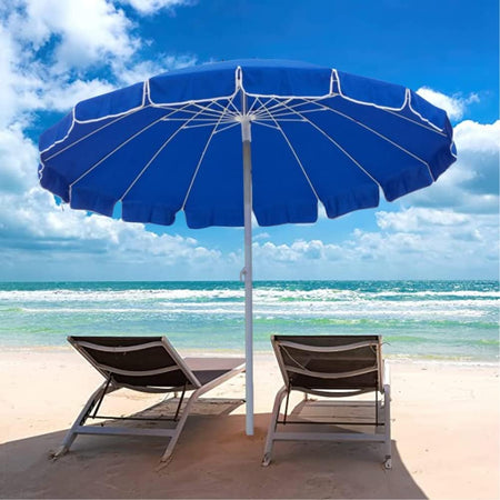 Ombrellone Spiaggia Antivento 16 stecche in fibra di vetro Struttura Alluminio anti UV 240 cm