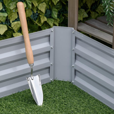 Set di 2 Letti per Orto Rialzati con Fondo Aperto, In Metallo, 100x100x30 cm, (Grigio)
