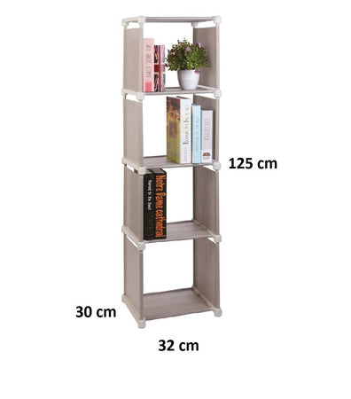 Scaffale Tower 4 Ripiani, Multiuso Salvaspazio in Tnt 32 x 30x h 125 cm Beige