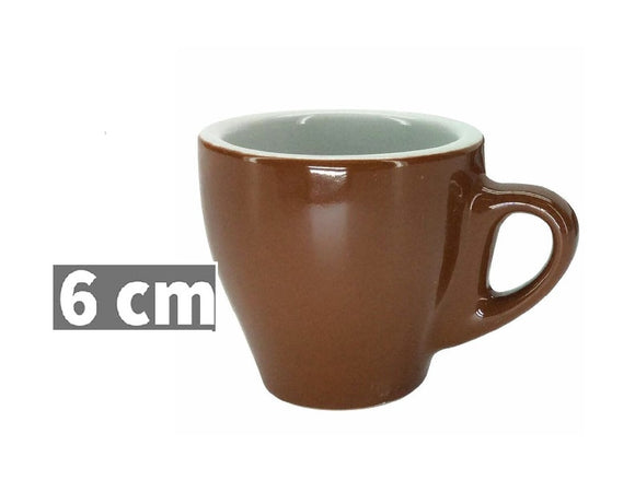 Tazzine in ceramica Bar Set 12pz 90ml con Bordo Grosso 5mm (Marrone) H6xD6,5cm