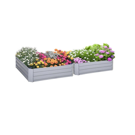 Set di 2 Letti per Orto Rialzati con Fondo Aperto, In Metallo, 100x100x30 cm, (Grigio)