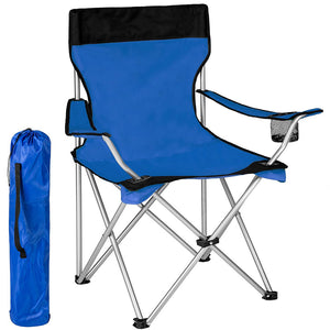Sedia Pieghevole da Campeggio con Borsa Spiaggia Esterno Leggera Salvaspazio Blu