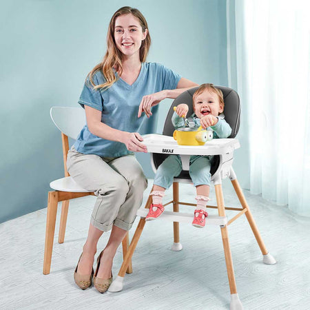 Seggiolone Pappa Bambino Neonato Altezza Regolabile Cinture di Sicurezza 5 punti