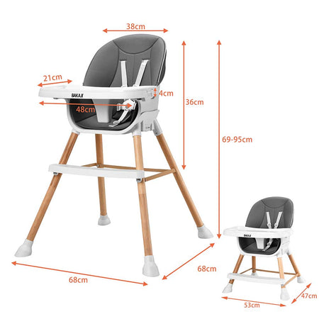 Seggiolone Pappa Bambino Neonato Altezza Regolabile Cinture di Sicurezza 5 punti