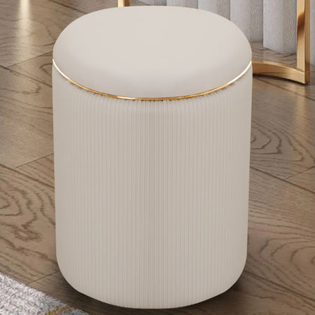 Pouf Contenitore Decorativo Inserti in Oro Seduta Morbida Porta oggetti h45cm Beige