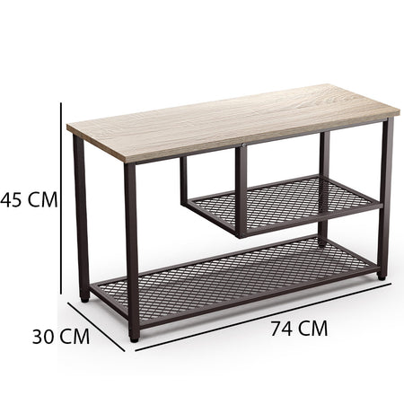 Mobile Scarpiera Metallo e Legno 74x30 H45cm Ingresso Corridoio Ufficio Minimal Bronzo