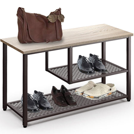 Mobile Scarpiera Metallo e Legno 74x30 H45cm Ingresso Corridoio Ufficio Minimal Bronzo