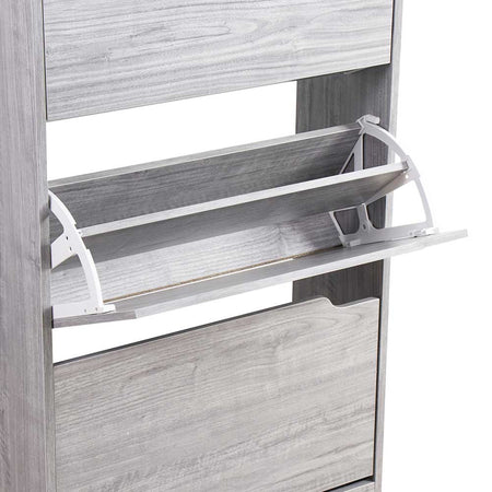 Scarpiera 3Ante Doppia Profondità Salvaspazio Grigio 63x24 H115cm Legno Mdf