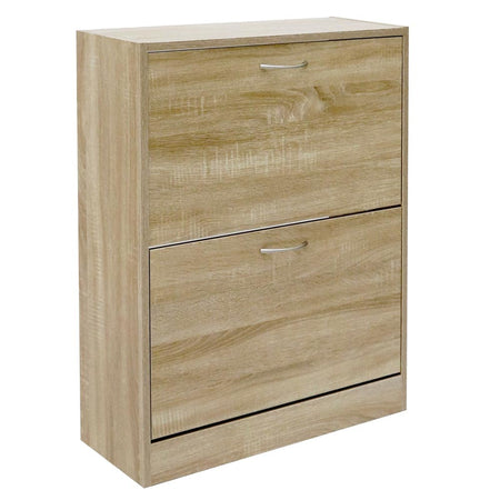 Scarpiera Doppia Profondità 2Ante Legno Melaminico 60x24x83cm Salvaspazio Beige