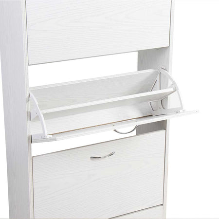 Scarpiera 3 Ante Salvaspazio Doppia Profondità con Maniglia Colore Bianco 63x24x115cm