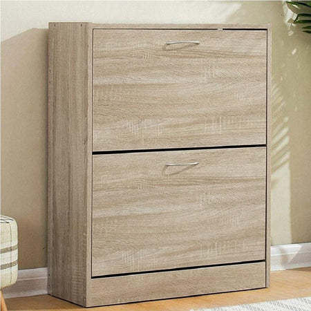 Scarpiera Doppia Profondità 2Ante Legno Melaminico 60x24x83cm Salvaspazio Beige