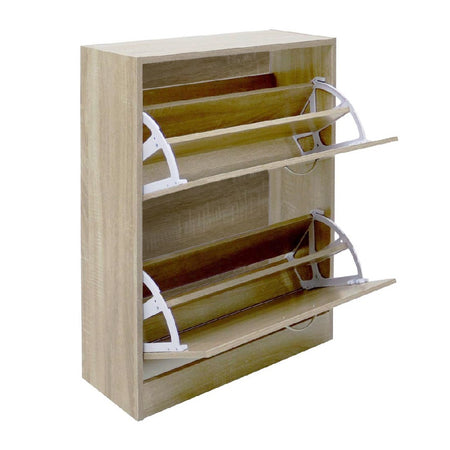 Scarpiera Doppia Profondità 2Ante Legno Melaminico 60x24x83cm Salvaspazio Beige