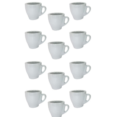 Tazzine in ceramica Bar Set 12pz 90ml con Bordo Grosso 5mm (Bianco) H6xD6,5cm